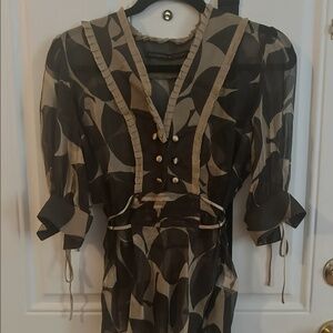 Development by Erica Davies Silk Top – Abstract Print 3/4 Sleeve Blouse